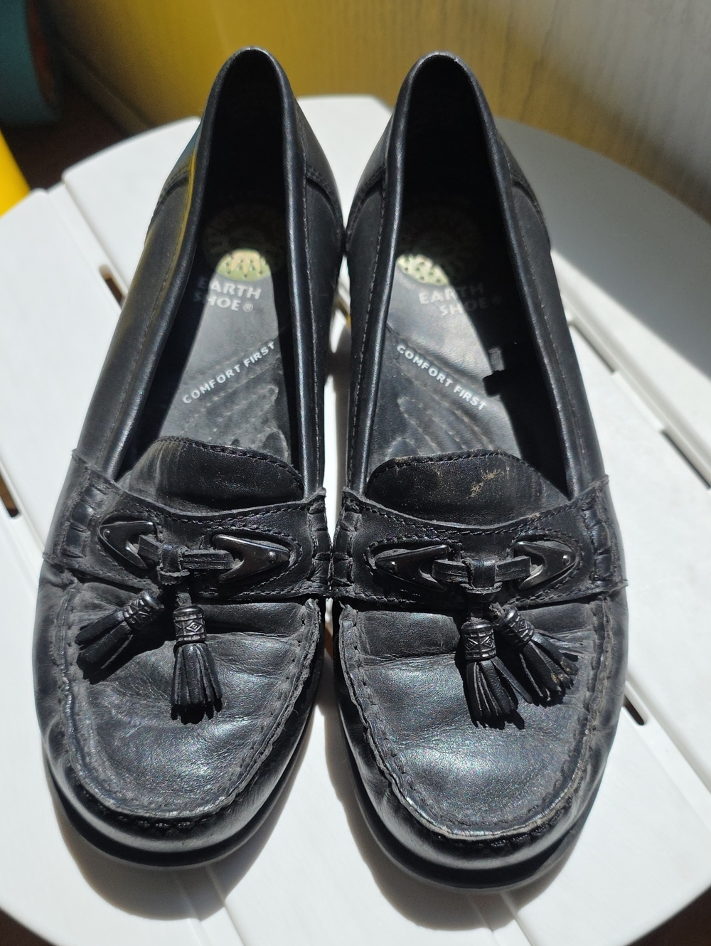 Happy Women’s Black Leather Tassel Loafers by Earth Shoe